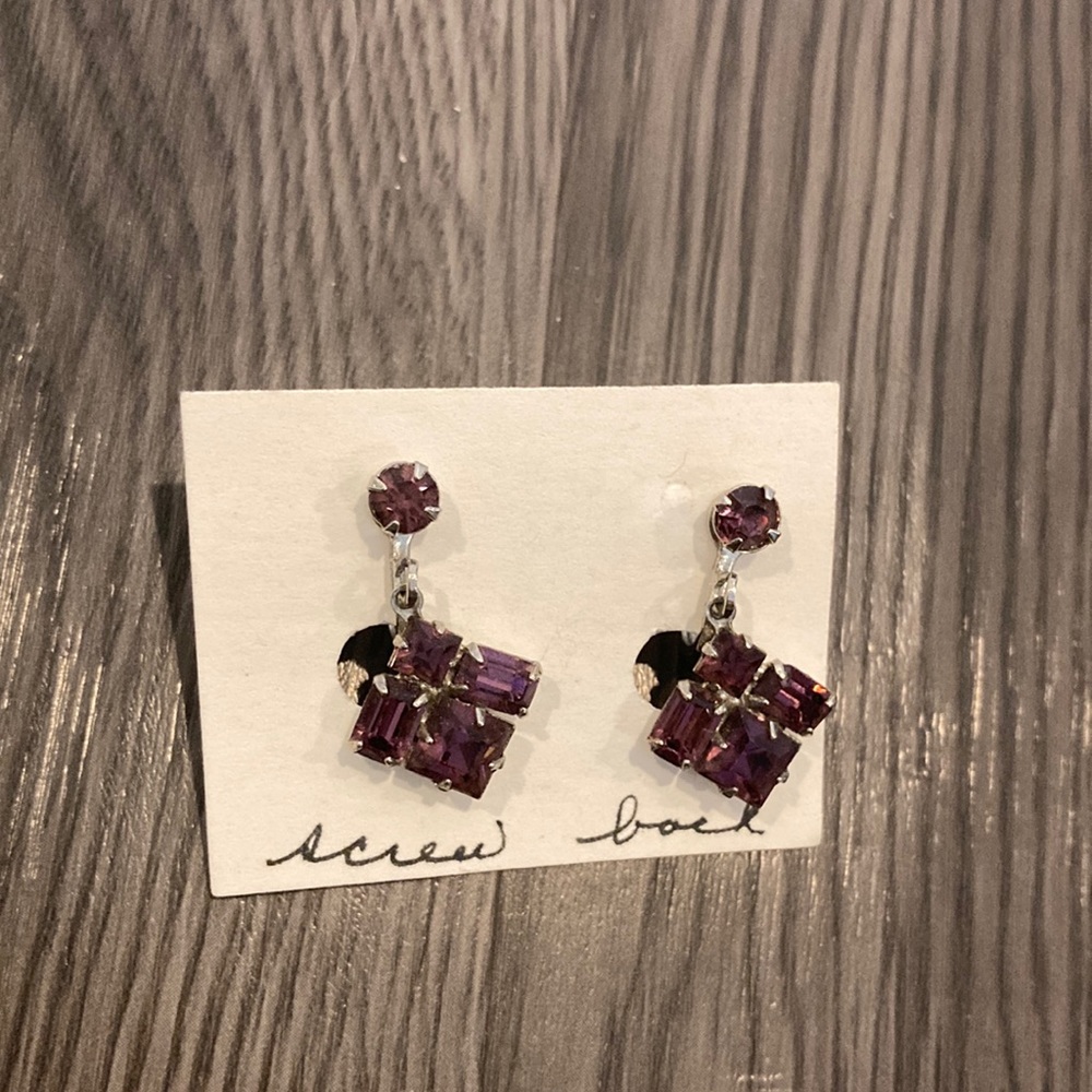 Vintage purple clip on earrings